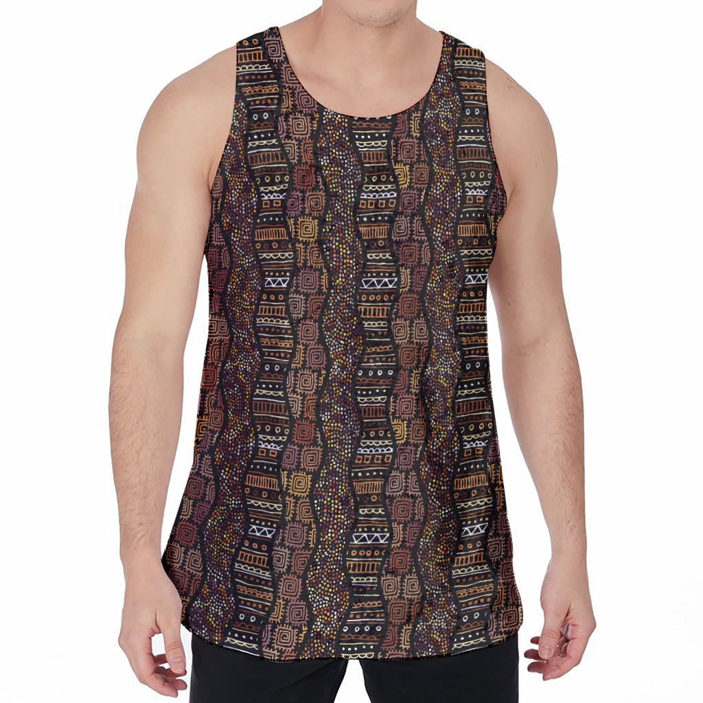 African Afro Inspired Pattern Print Men's Velvet Tank Top