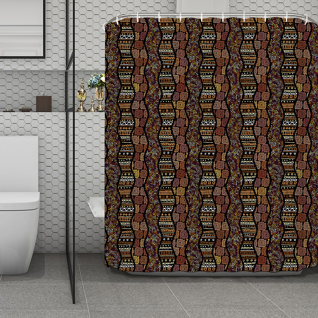 African Afro Inspired Pattern Print Polyester Shower Curtain