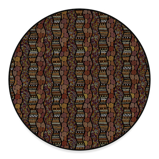 African Afro Inspired Pattern Print Round Floor Mat