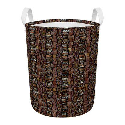 African Afro Inspired Pattern Print Round Laundry Basket