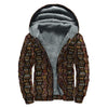 African Afro Inspired Pattern Print Sherpa Lined Zip Up Hoodie