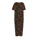 African Afro Inspired Pattern Print Short Sleeve Long Nightdress