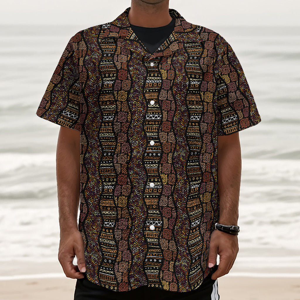 African Afro Inspired Pattern Print Textured Short Sleeve Shirt