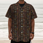 African Afro Inspired Pattern Print Textured Short Sleeve Shirt