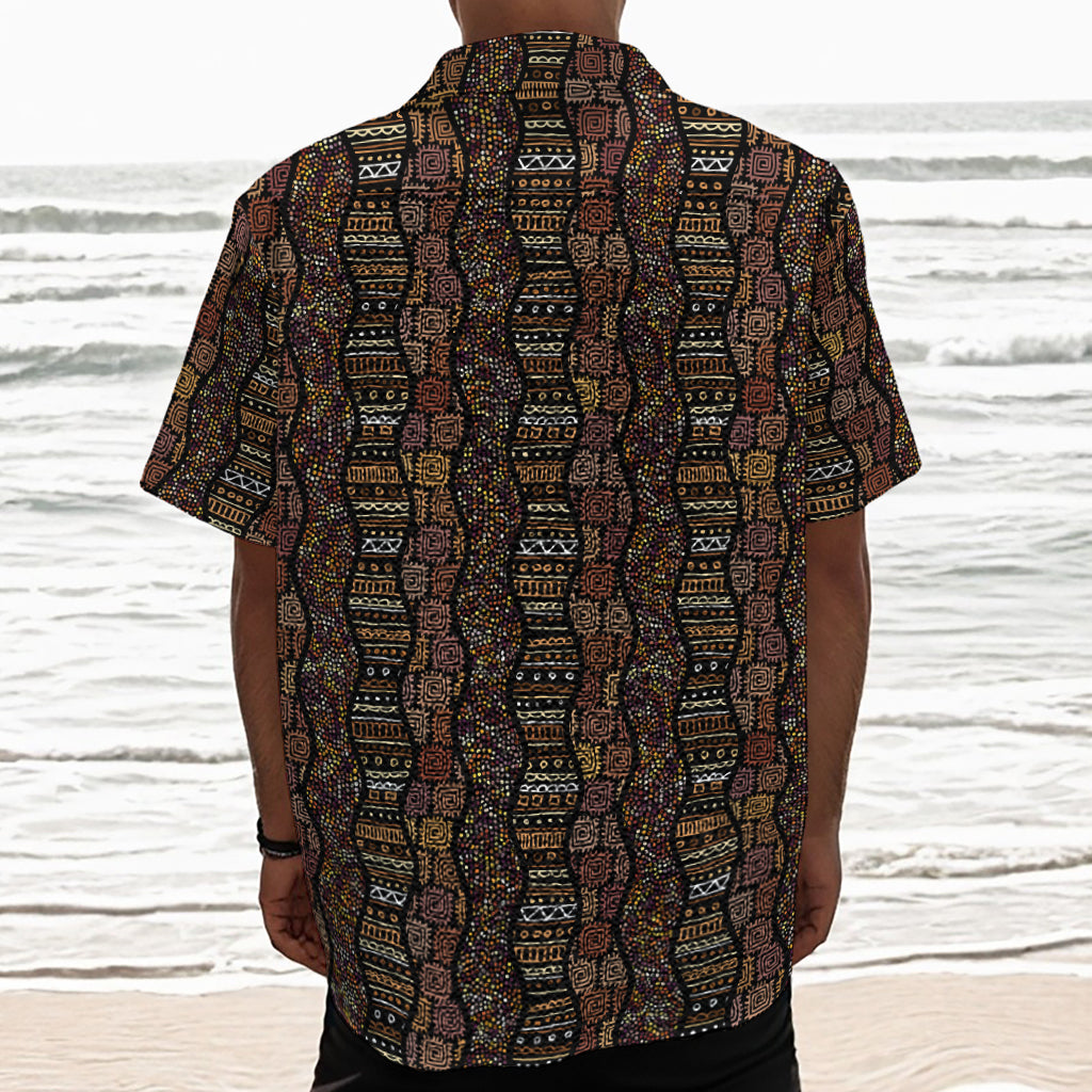 African Afro Inspired Pattern Print Textured Short Sleeve Shirt