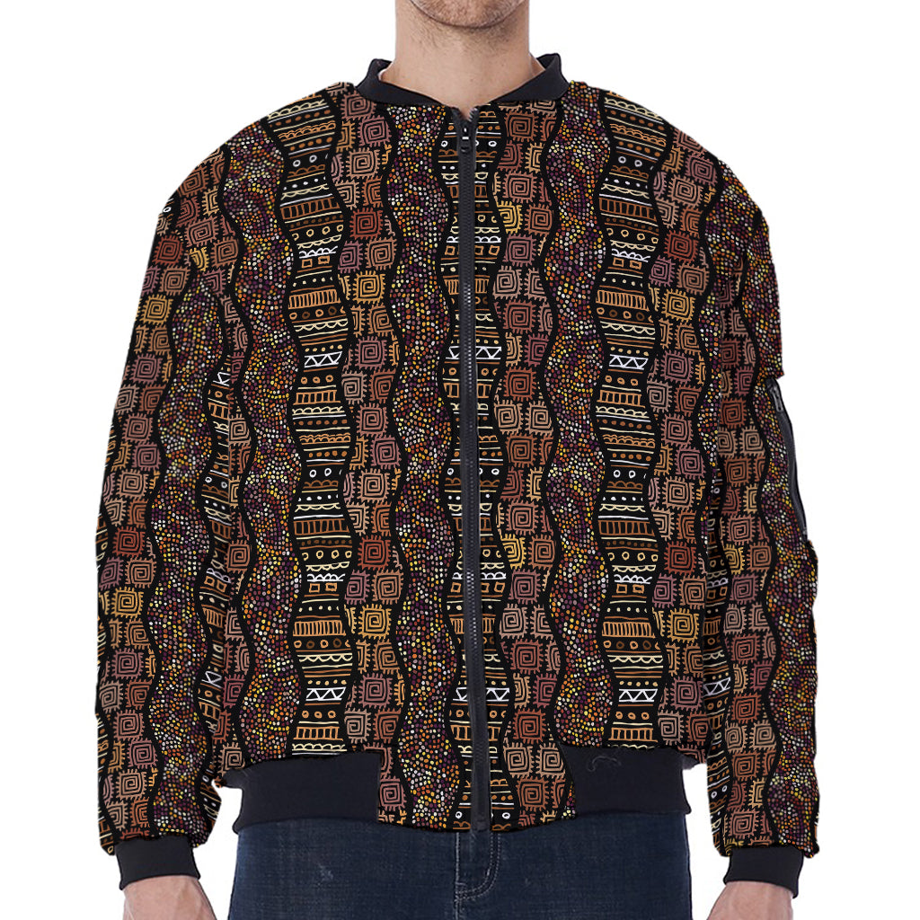 African Afro Inspired Pattern Print Zip Sleeve Bomber Jacket
