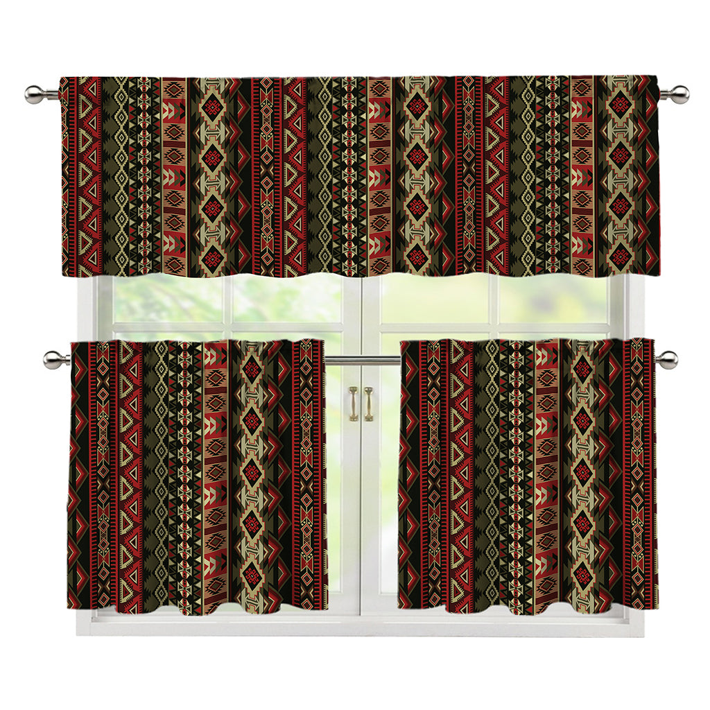 African Ethnic Pattern Print 3 Piece Kitchen Curtains