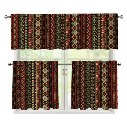 African Ethnic Pattern Print 3 Piece Kitchen Curtains
