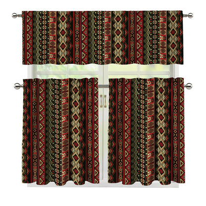 African Ethnic Pattern Print 3 Piece Kitchen Curtains