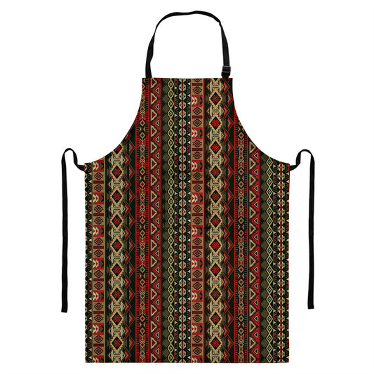 African Ethnic Pattern Print Bib Apron With Pocket