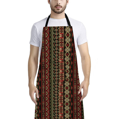 African Ethnic Pattern Print Bib Apron With Pocket