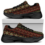 African Ethnic Pattern Print Black Chunky Shoes