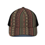 African Ethnic Pattern Print Black Mesh Trucker Cap
