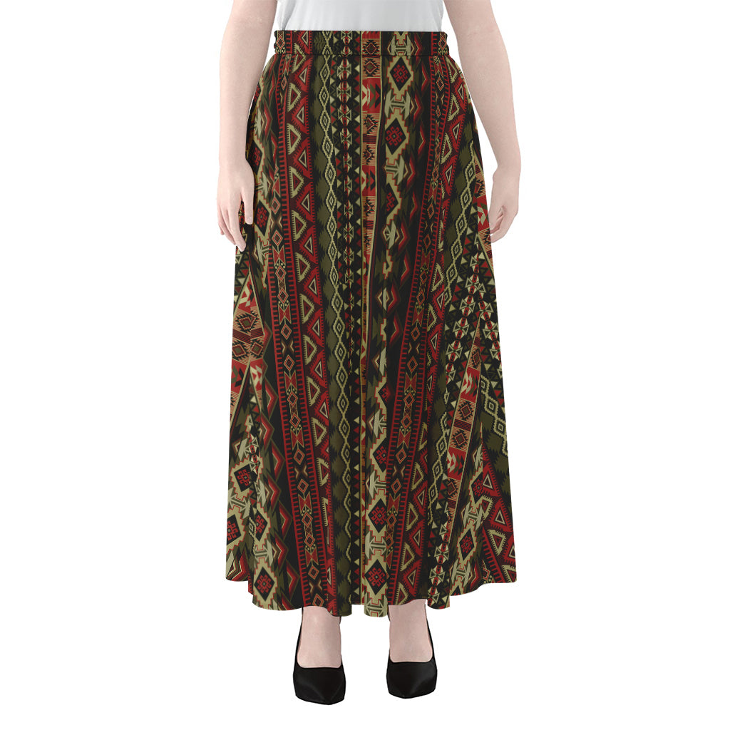 African Ethnic Pattern Print Chiffon Maxi Skirt