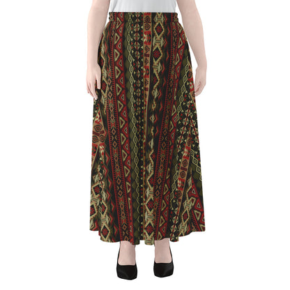 African Ethnic Pattern Print Chiffon Maxi Skirt