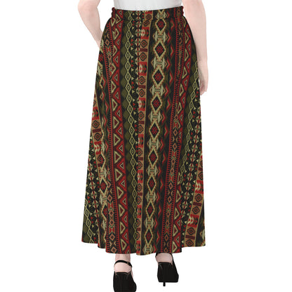 African Ethnic Pattern Print Chiffon Maxi Skirt