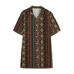 African Ethnic Pattern Print Cotton Hawaiian Shirt