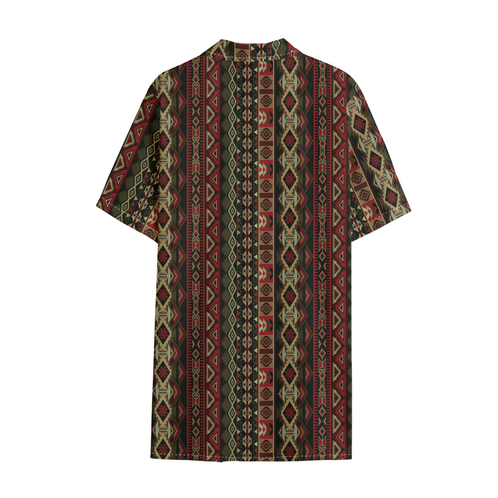 African Ethnic Pattern Print Cotton Hawaiian Shirt