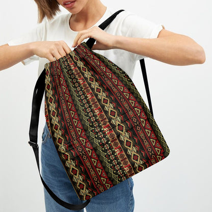 African Ethnic Pattern Print Drawstring Backpack