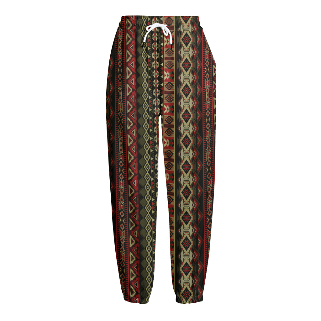 African Ethnic Pattern Print Fleece Lined Knit Pants