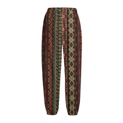 African Ethnic Pattern Print Fleece Lined Knit Pants