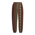 African Ethnic Pattern Print Fleece Lined Knit Pants