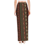 African Ethnic Pattern Print High Slit Maxi Skirt