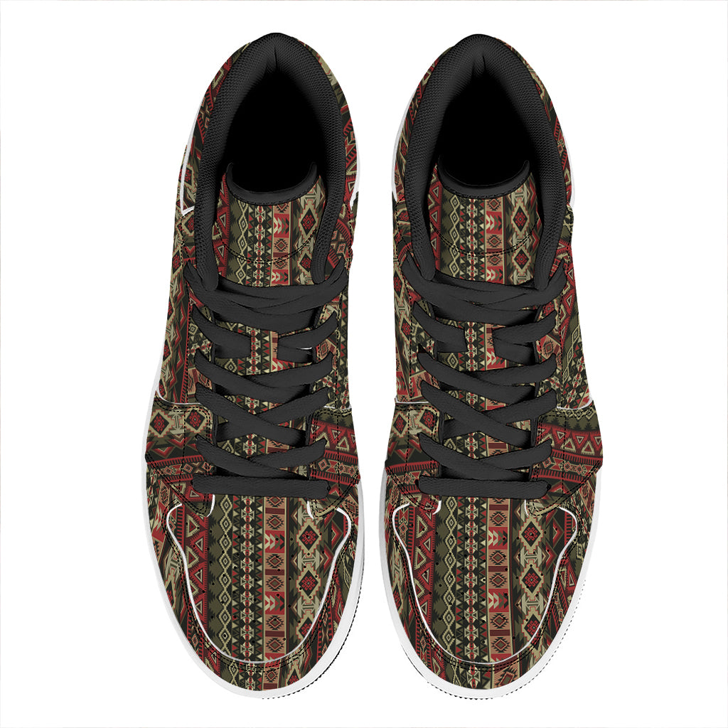 African Ethnic Pattern Print High Top Leather Sneakers