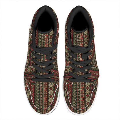 African Ethnic Pattern Print High Top Leather Sneakers