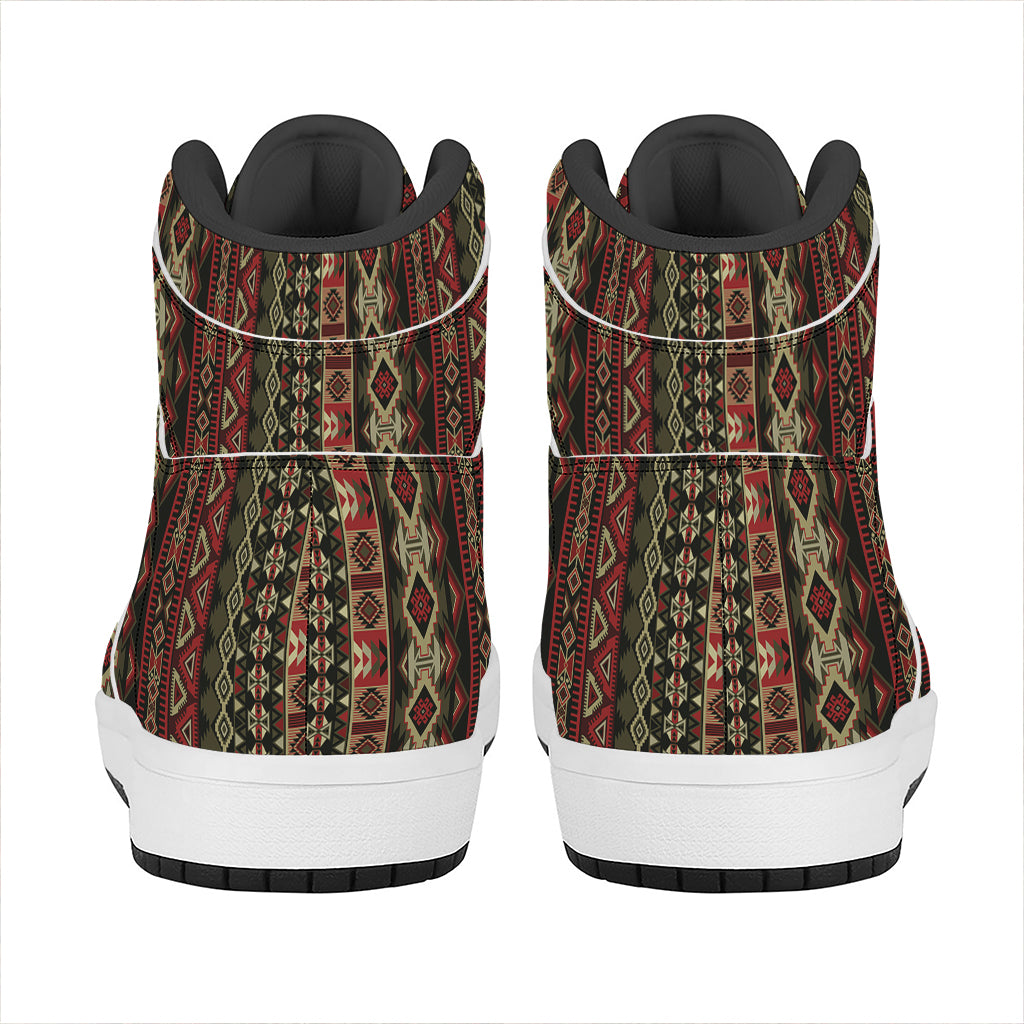 African Ethnic Pattern Print High Top Leather Sneakers