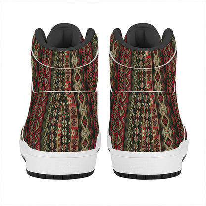African Ethnic Pattern Print High Top Leather Sneakers