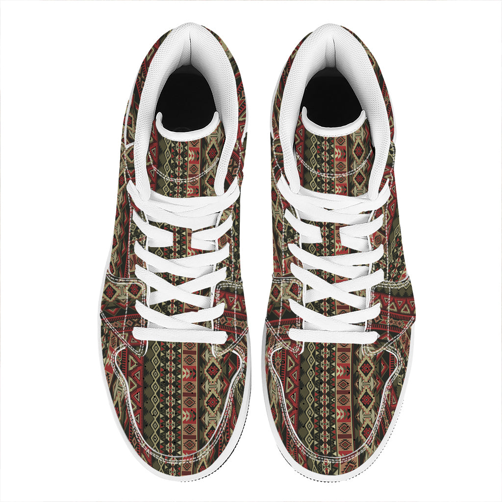 African Ethnic Pattern Print High Top Leather Sneakers