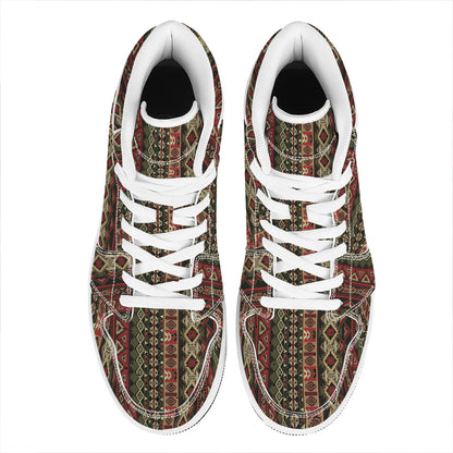 African Ethnic Pattern Print High Top Leather Sneakers