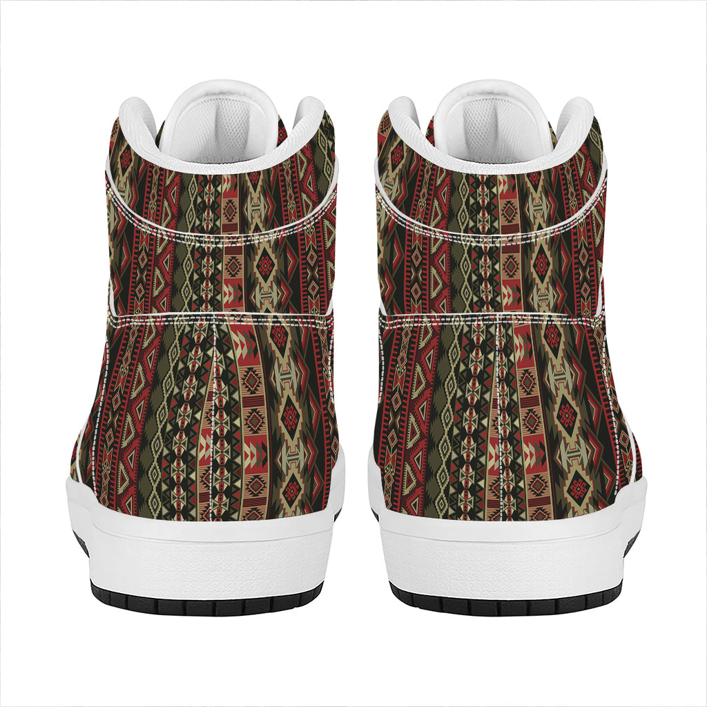 African Ethnic Pattern Print High Top Leather Sneakers