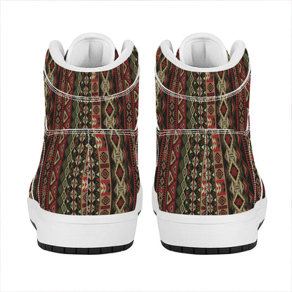 African Ethnic Pattern Print High Top Leather Sneakers