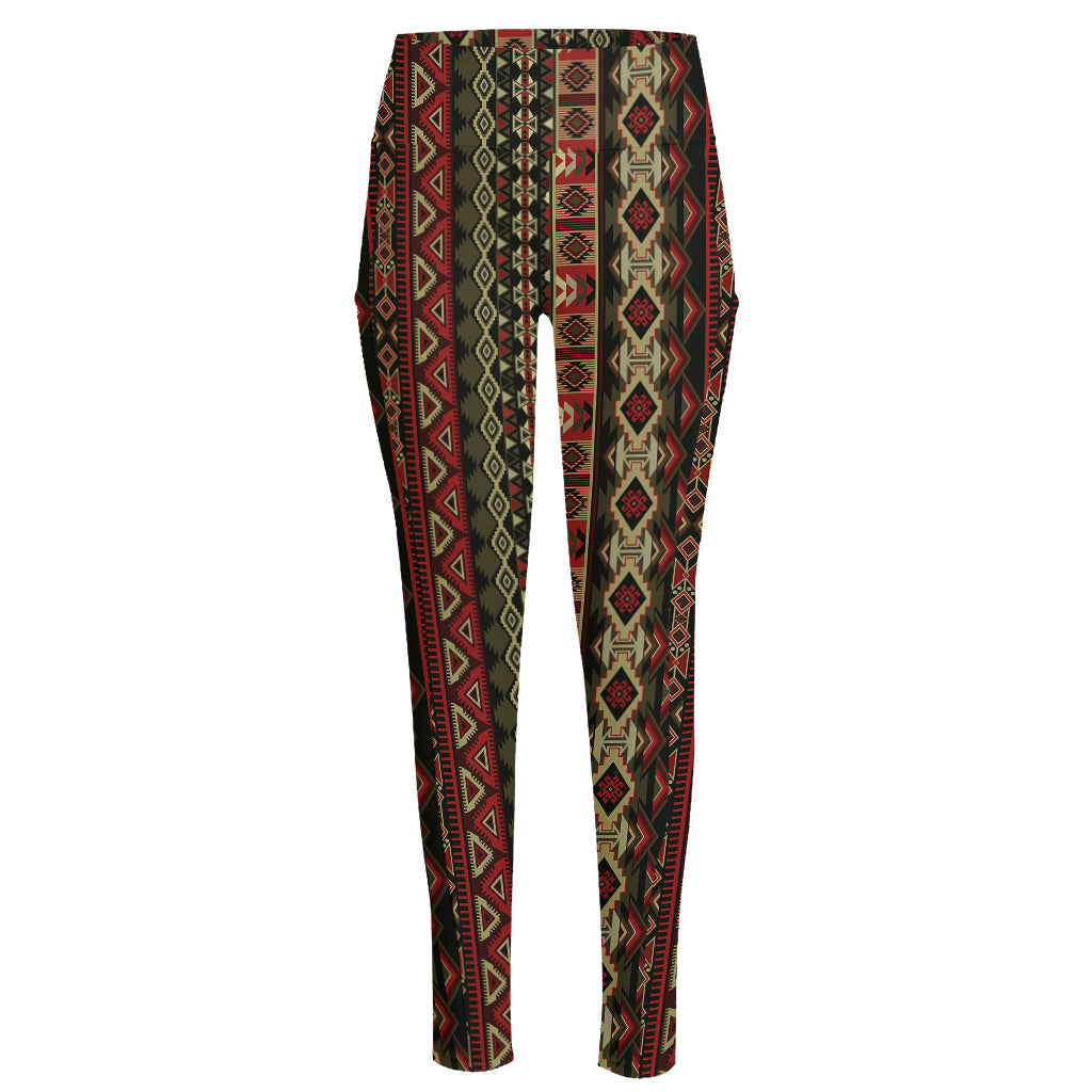 African Ethnic Pattern Print High-Waisted Pocket Leggings