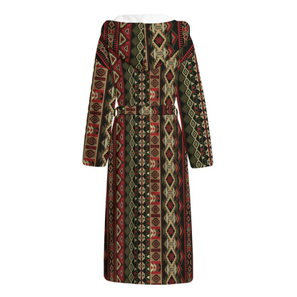 African Ethnic Pattern Print Hooded Bathrobe
