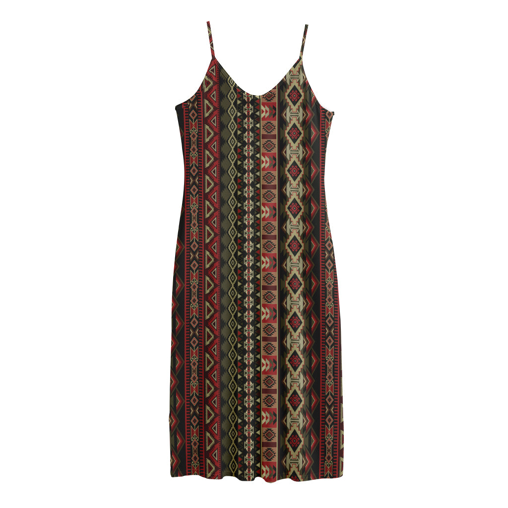 African Ethnic Pattern Print Jersey Midi Cami Dress