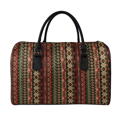 African Ethnic Pattern Print Leather Duffle Bag