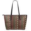 African Ethnic Pattern Print Leather Tote Bag With Zipper