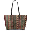 African Ethnic Pattern Print Leather Tote Bag