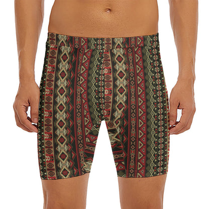 African Ethnic Pattern Print Men's Long Boxer Briefs