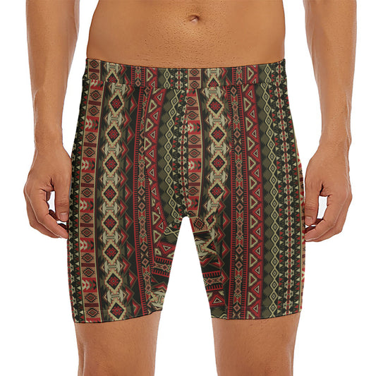African Ethnic Pattern Print Men's Long Boxer Briefs