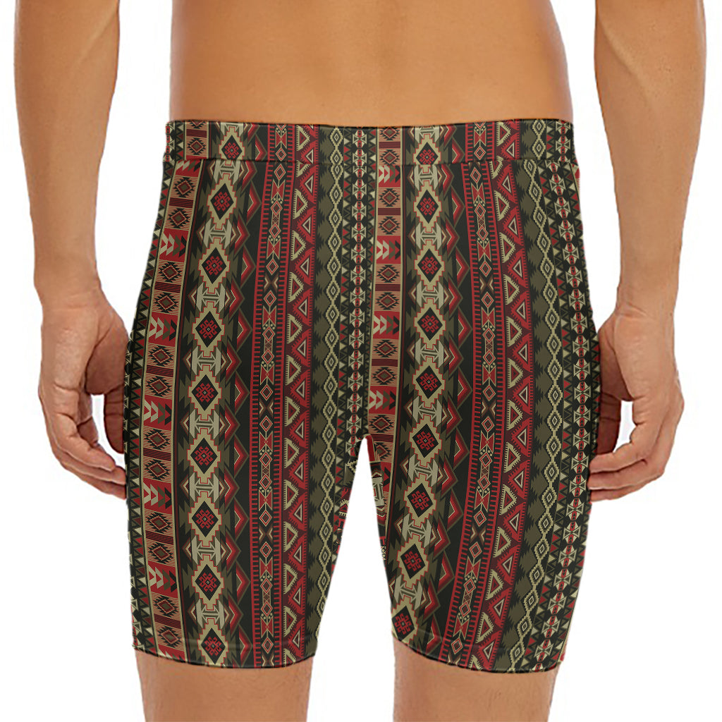 African Ethnic Pattern Print Men's Long Boxer Briefs