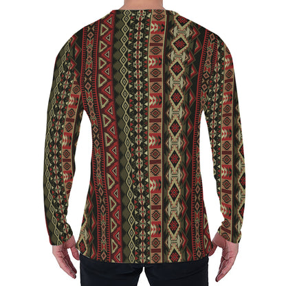 African Ethnic Pattern Print Men's Long Sleeve T-Shirt