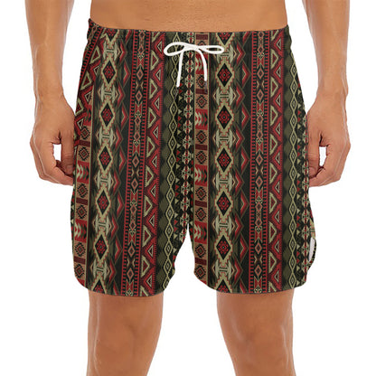 African Ethnic Pattern Print Men's Split Running Shorts