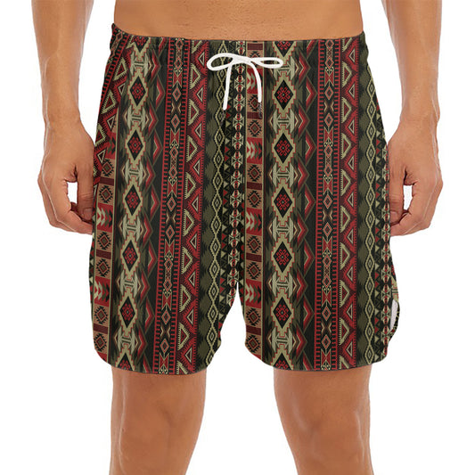 African Ethnic Pattern Print Men's Split Running Shorts