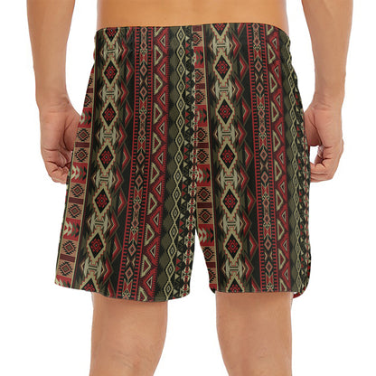 African Ethnic Pattern Print Men's Split Running Shorts