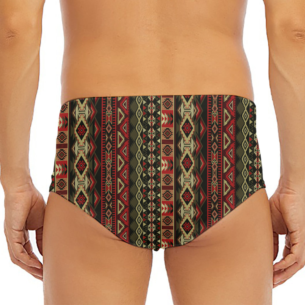 African Ethnic Pattern Print Men's Triangle Swim Briefs