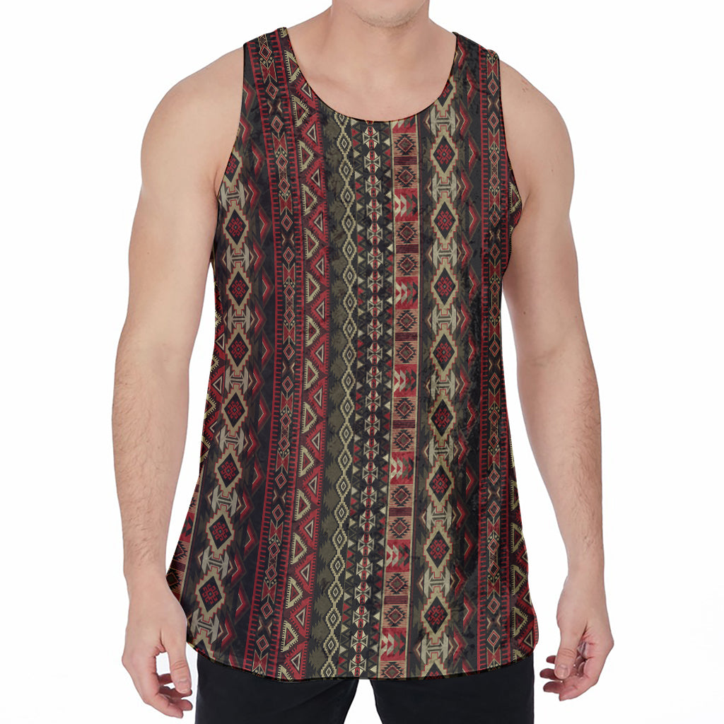 African Ethnic Pattern Print Men's Velvet Tank Top